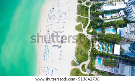 South Beach, Miami Beach. Florida. Aerial view. Tropical Paradise. Royalty-Free Stock Photo #513642736