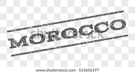 Morocco watermark stamp. Text caption between parallel lines with grunge design style. Rubber seal stamp with dirty texture. Vector grey color ink imprint on a chess transparent background.