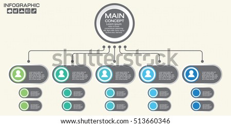 Corporate organization chart with business people icons. Vector illustration. Royalty-Free Stock Photo #513660346