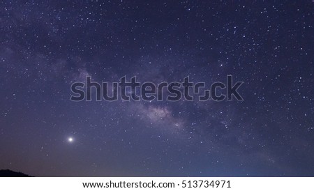 Milky Way and space dust in the universe, Long exposure photograph, with grain.