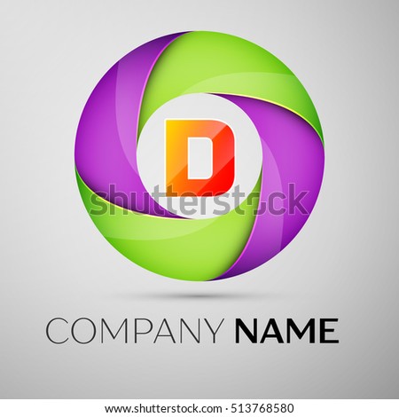 Letter D vector logo symbol in the colorful circle. Vector template for your design