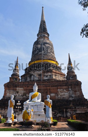 Buddha scripture under Buddhist temple tower in Thailand / Buddha scripture under Buddhist temple tower
