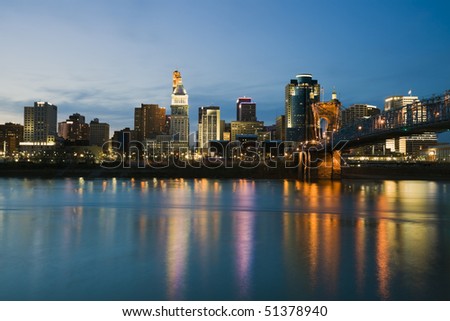 Skyline of Cincinnati, Ohio.