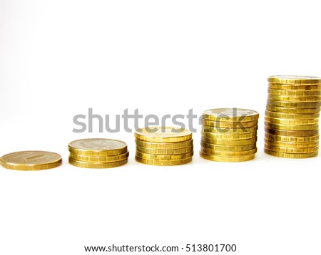 Coins stacked in bars.

