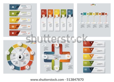 Collection of 6 design colorful presentation templates. Vector Background. For your idea and presentation.