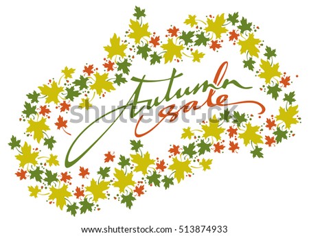 Original custom lettering "Autumn sale!". Design element for advertisements, print and web banners.Raster clip art.