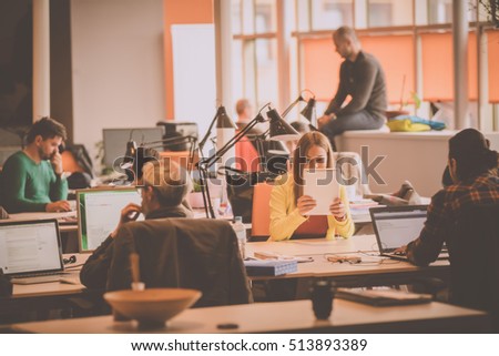 startup business people group working everyday job at modern coworking space Royalty-Free Stock Photo #513893389