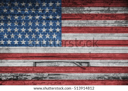 American flag on wood texture