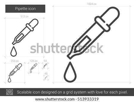 Pipette vector line icon isolated on white background. Pipette line icon for infographic, website or app. Scalable icon designed on a grid system.