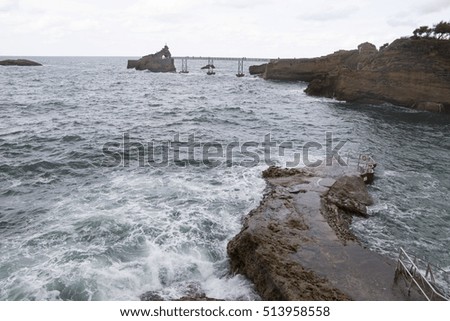 Basque coast in Biarritz France The rock of the Virgin