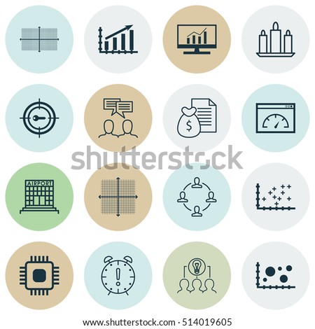 Set Of 16 Universal Editable Icons. Can Be Used For Web, Mobile And App Design. Includes Icons Such As Plot Diagram, Airport Construction, Square Diagram And More.