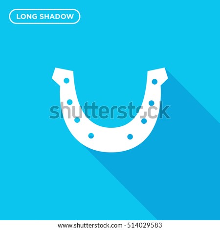 Horseshoe vector icon on blue blackground with long shadow