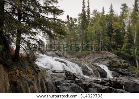 Cameron Falls at the Hidden Lake Trail/ Autumn in Yellowknife/ Northwest Territories Royalty-Free Stock Photo #514029733