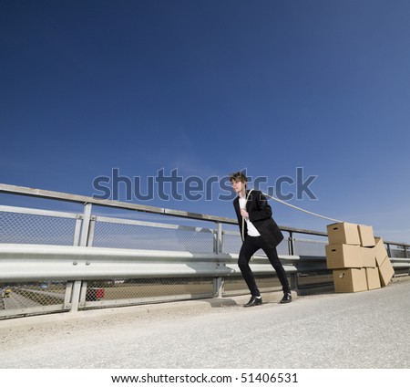 Man with Moving Boxes Outdoor