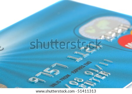 Close up macro photo of a credit debit card