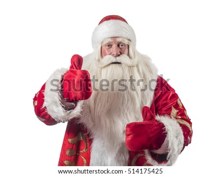 A traditional Christmas Santa Clause with staff isolated on white background
