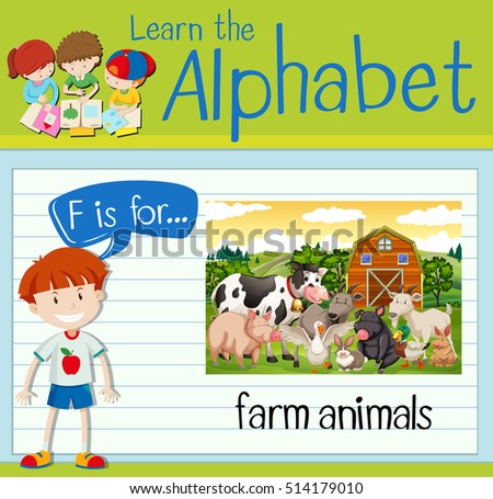 F is for farm animals flashcard