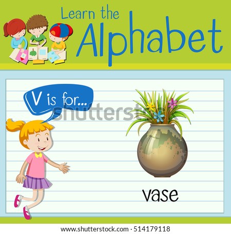 Flashcard letter V is for vase illustration
