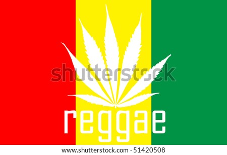 rastafarian reggae flag with marihuana leaf