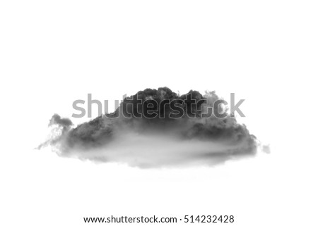Single black cloud isolated on white background and texture. Ink spot or cigarette smoke cloud, Rorschach test Royalty-Free Stock Photo #514232428