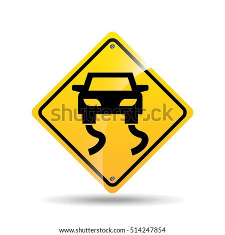 road sign slippery car icon vector illustration eps 10