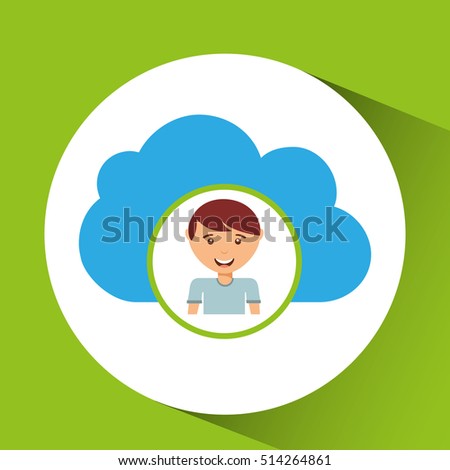 happy boy environment cloud sign vector illustration eps 10