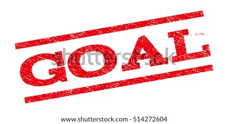 Goal watermark stamp. Text caption between parallel lines with grunge design style. Rubber seal stamp with dust texture. Vector red color ink imprint on a white background.