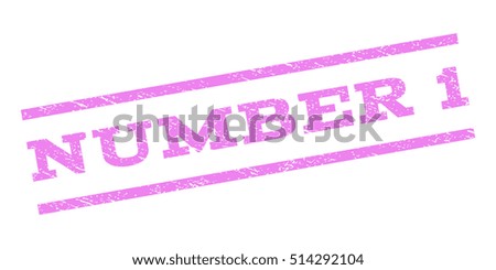 Number 1 watermark stamp. Text caption between parallel lines with grunge design style. Rubber seal stamp with dirty texture. Vector violet color ink imprint on a white background.