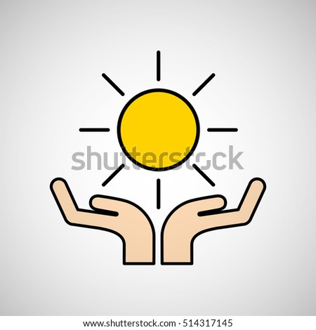 hands care sun warming gobal design vector illustration eps 10