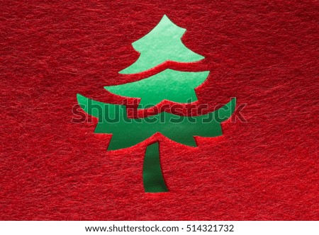 Christmas decorative tree silhouette of red textile