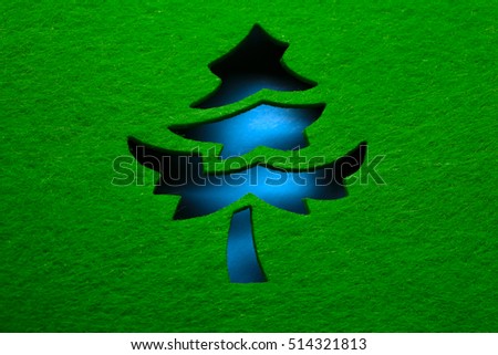 Christmas decorative tree silhouette of green textile