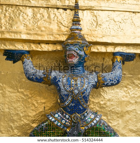 The Giant at the Emerald Buddha Temple, Bangkok, Thailand