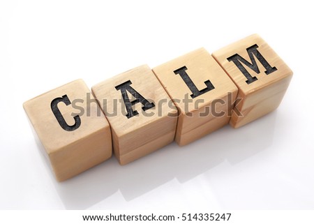 CALM word made with building blocks isolated on white