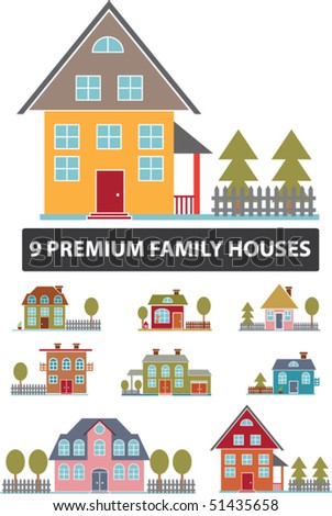9 premium family houses. vector