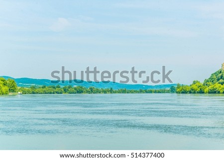 view of the danube river in the bend between visegrad and esztergom in Hungary