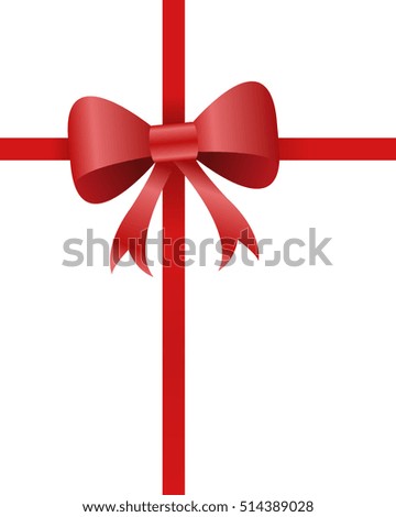 Red Bow on White Background