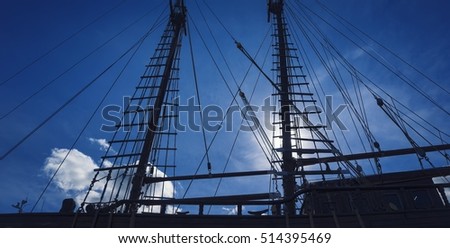 Masts of an old ship.
