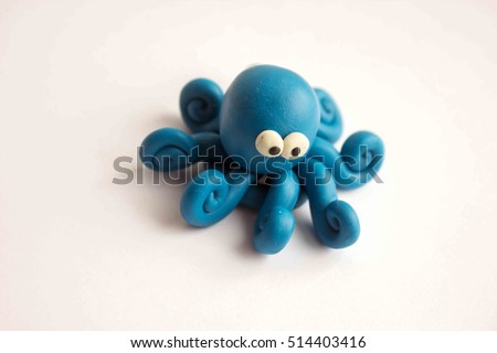 Clay figure: octopus. Selective focus 