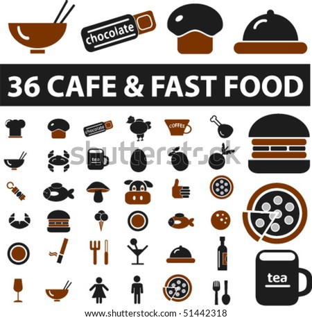 36 cafe & fast food signs. vector