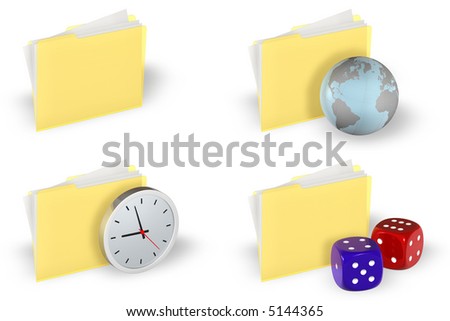 Yellow folder icons set isolated over a white background.