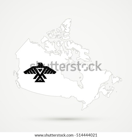 Canada map in Anishinabe flag colors, editable vector.