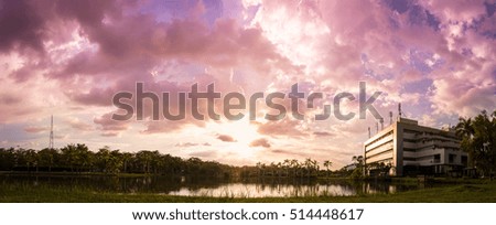 Sunset purple panorama 