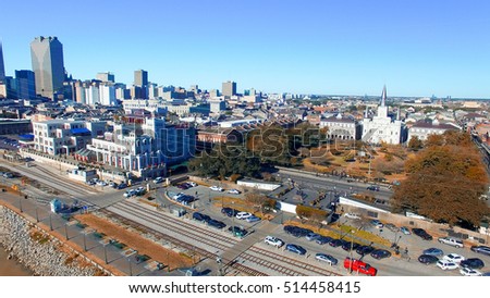Aerial view of New Orleans on a sunny morning, Louisiana.