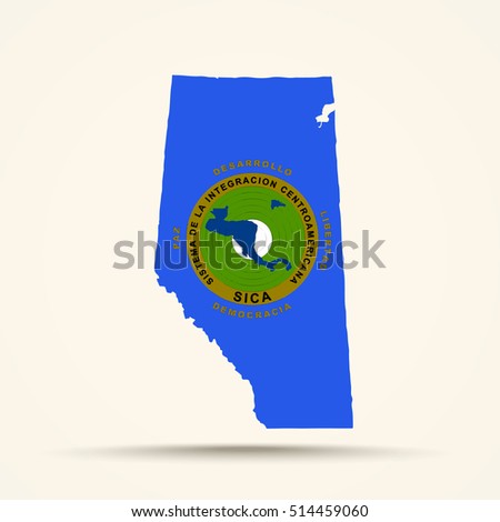 Map of Alberta in Central American Integration System flag colors


