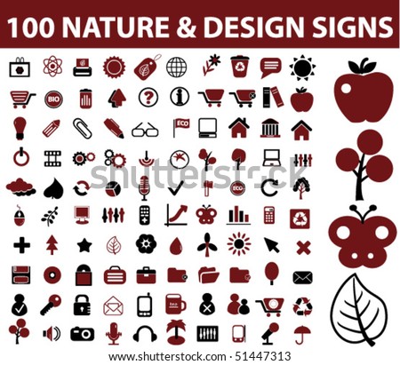 100 nature & design signs. vector