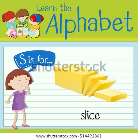Flashcard letter S is for slice illustration