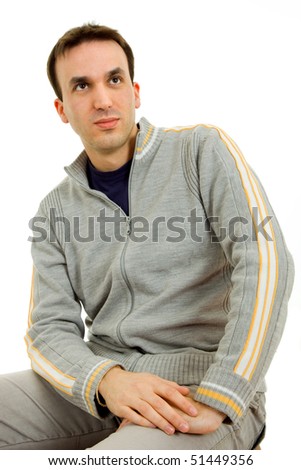 studio picture of a casual young man, isolated on white