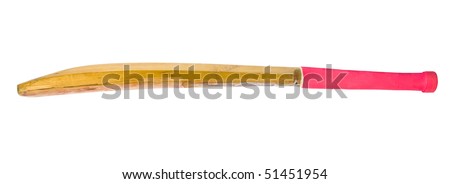 Cricket bat with bright pink handle side profile