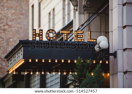 Hotel sign on a building facade in New York
