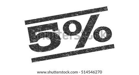 5 Percent watermark stamp. Text caption between parallel lines with grunge design style. Rubber seal stamp with unclean texture. Vector gray color ink imprint on a white background.